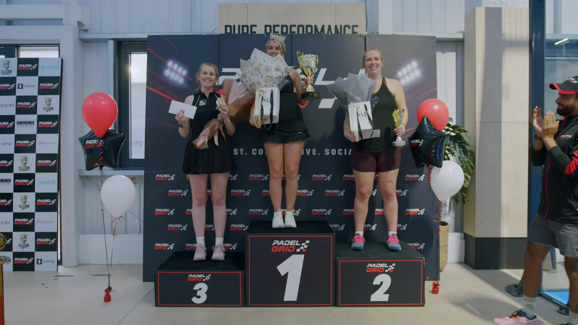 Ladies podium presentation — Padel Grid R08 · Pure Adlington